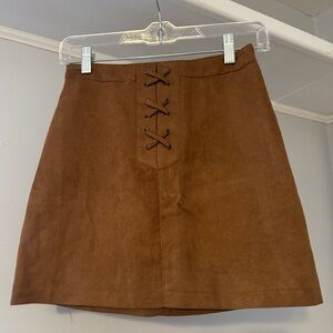 BCBGeneration Brown A-Line Mini Skirt Tie Front